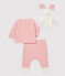 Ensemble 3 pièces milleraies bébé en coton biologique blanc MARSHMALLOW/orange OURSIN